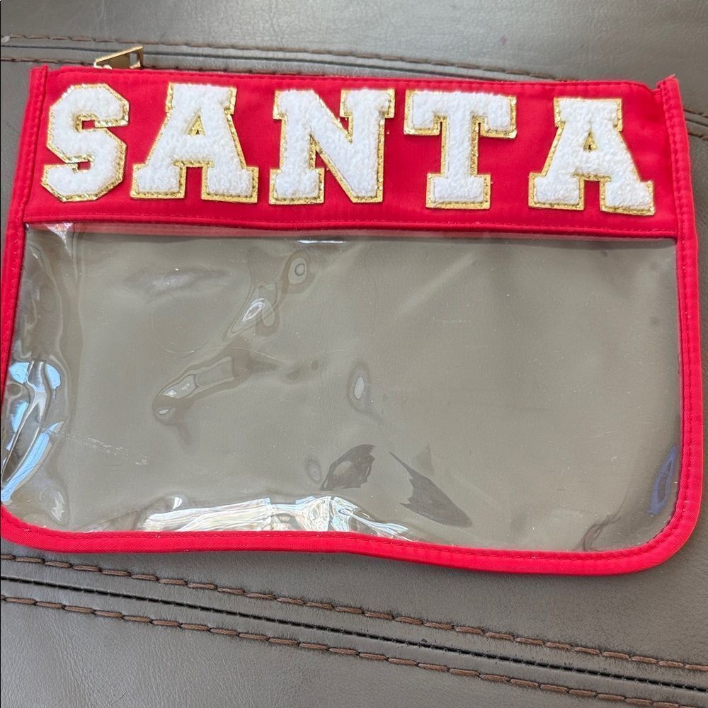 Santa Pouch purse red gold